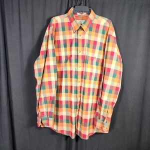 Orvis Mens XXL Tall Plaid Button Down Shirt Multicolor Cotton Long Sleeve Pocket